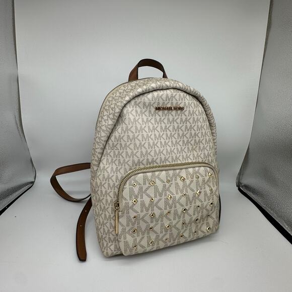 Michael Kors Jaycee Medium Vanilla Backpack and Wallet Gold Studded Pyramid main image 16